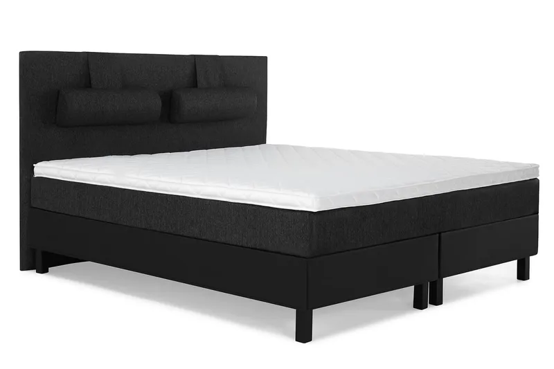 Sänkypaketti Lucky 180x200 Sileä Sängynpääty Musta/Harmaa/PU - Vaahto Niskatyyny Suuri - Huonekalut - Sänky - Jenkkisängyt