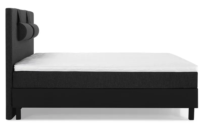 Sänkypaketti Lucky 180x200 Sileä Sängynpääty Musta/Harmaa/PU - Vaahto Niskatyyny Suuri - Huonekalut - Sänky - Jenkkisängyt