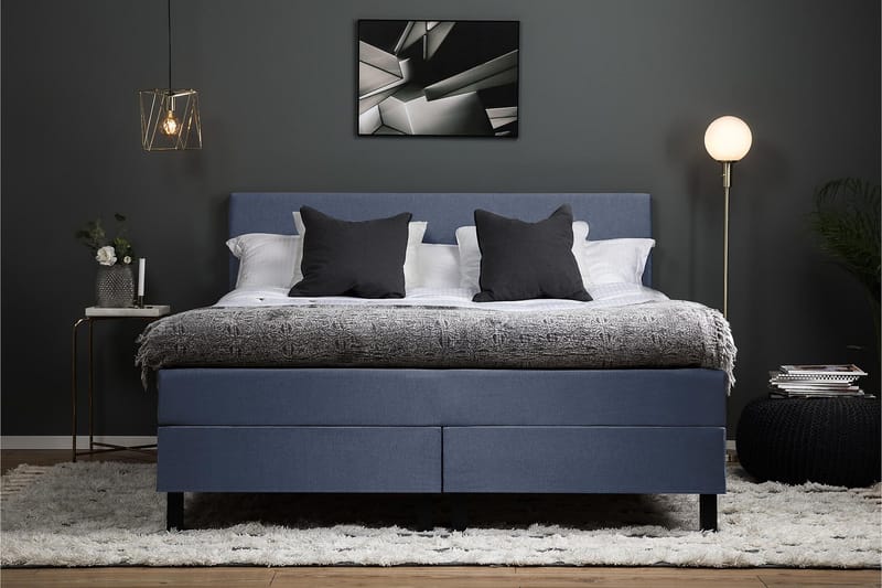 Sänkypaketti Lucky 180x200 Sileä Sängynpääty Tummansininen - Memory - Huonekalut - Sänky - Jenkkisängyt