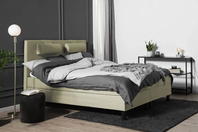 Sänkypaketti Lucky 180x200 Sileä Sängynpääty Vihreä - Memory - Huonekalut - Sänky - Jenkkisängyt