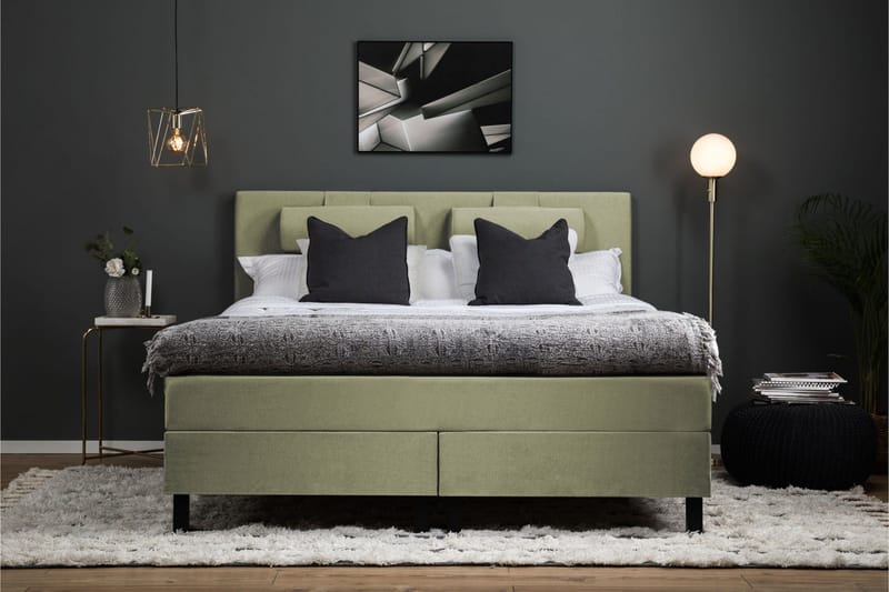 Sänkypaketti Lucky 180x200 Sileä Sängynpääty Vihreä - Vaahto - Huonekalut - Sänky - Jenkkisängyt