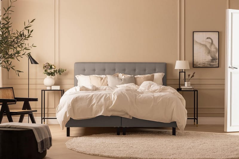 Sänkypaketti Nayaka 180x200 Memoryvaahto - Napillinen pääty Harmaa - Huonekalut - Sänky - Jenkkisängyt