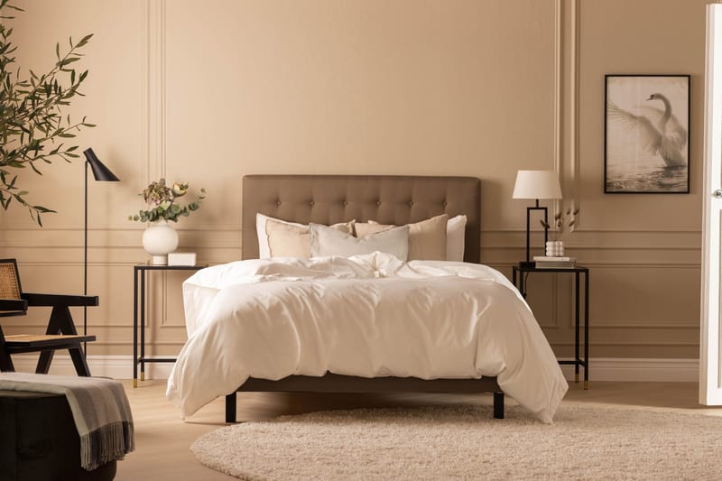 Sänkypaketti Nayaka 90x200 Vaahtomuovi - Napillinen pääty Ruskea - Huonekalut - Sänky - Jenkkisängyt