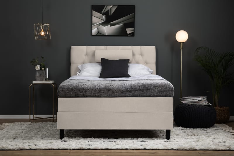 Sänkypaketti Olivia 120x200 Diamant Sängynpääty Beige - Memory Niskatyyny Suuri - Huonekalut - Sänky - Jenkkisängyt