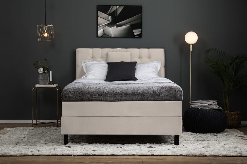 Sänkypaketti Olivia 120x200 Diamant Sängynpääty Beige - Polyeetteri Niskatyyny Pieni - Huonekalut - Sänky - Jenkkisängyt