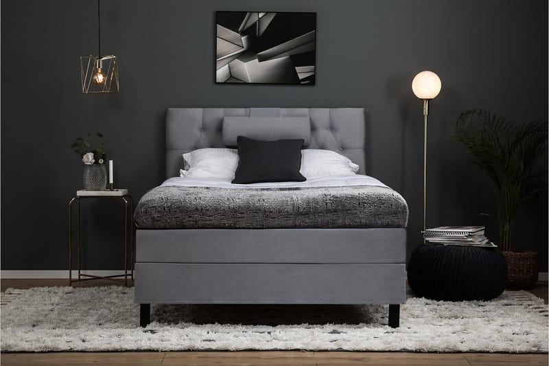 Sänkypaketti Olivia 120x200 Diamant Sängynpääty Keskiharmaa - Lateksi Niskatyyny Pieni - Huonekalut - Sänky - Jenkkisängyt