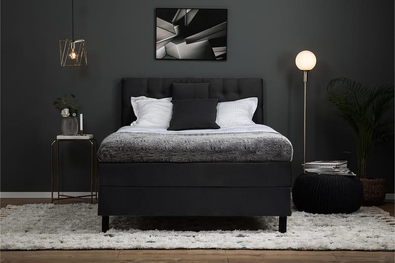 Sänkypaketti Olivia 120x200 Diamant Sängynpääty Musta/Harmaa - Polyeetteri Niskatyyny Pieni - Huonekalut - Sänky - Jenkkisängyt