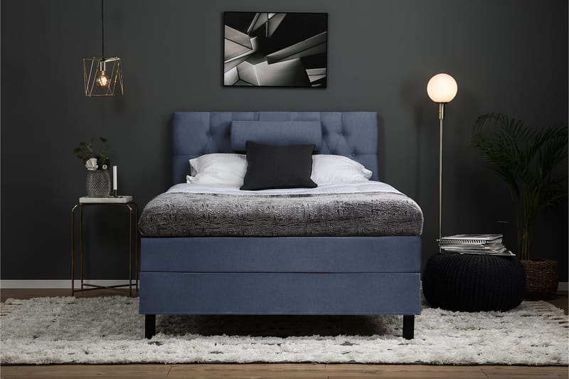 Sänkypaketti Olivia 120x200 Diamant Sängynpääty Tummansinine - Polyeetteri Niskatyyny Suuri - Huonekalut - Sänky - Jenkkisängyt