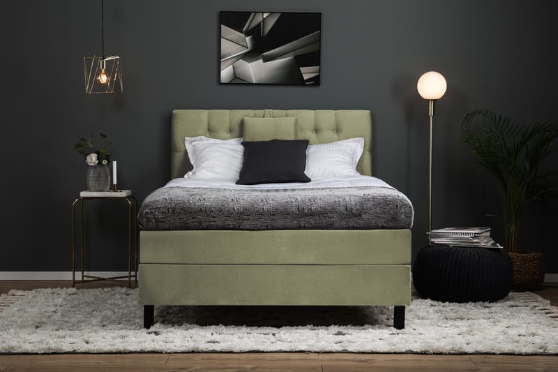 Sänkypaketti Olivia 120x200 Diamant Sängynpääty Vihreä - Vaahto Niskatyyny Suuri - Huonekalut - Sänky - Jenkkisängyt