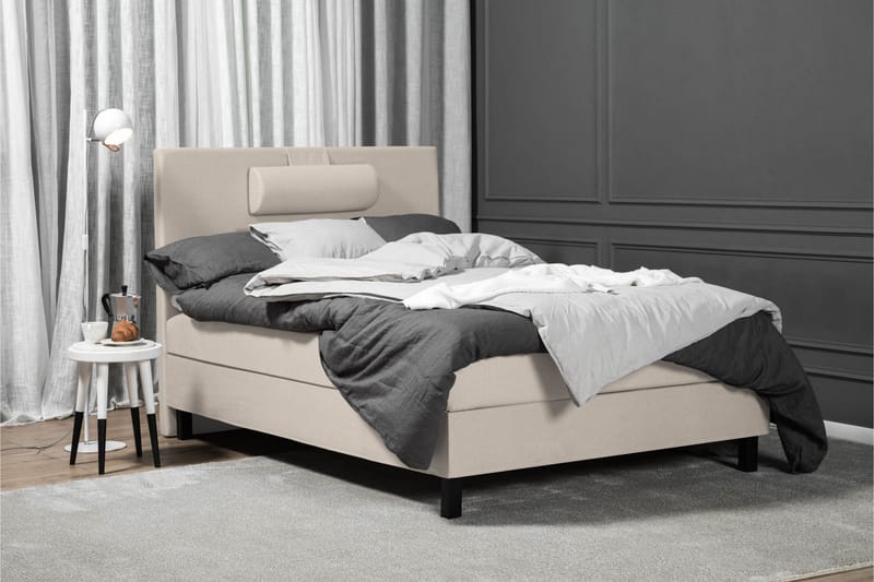 Sänkypaketti Olivia 120x200 Sileä Sängynpääty Beige - Memory Niskatyyny Suuri - Huonekalut - Sänky - Sänkypaketti