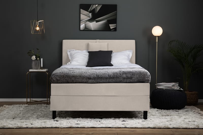Sänkypaketti Olivia 120x200 Sileä Sängynpääty Beige - Memory Niskatyyny Pieni - Huonekalut - Sänky - Jenkkisängyt