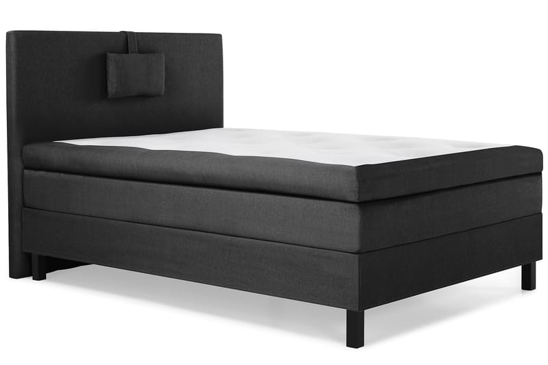 Sänkypaketti Olivia 120x200 Sileä Sängynpääty Musta/Harmaa - Polyeetteri Niskatyyny Pieni - Huonekalut - Sänky - Jenkkisängyt
