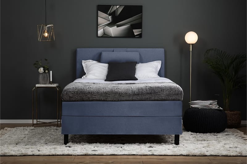 Sänkypaketti Olivia 120x200 Sileä Sängynpääty Tummansininen - Memory Niskatyyny Suuri - Huonekalut - Sänky - Jenkkisängyt