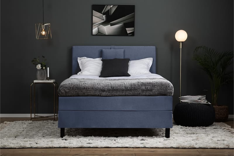 Sänkypaketti Olivia 120x200 Sileä Sängynpääty Tummansininen - Memory Niskatyyny Pieni - Huonekalut - Sänky - Jenkkisängyt