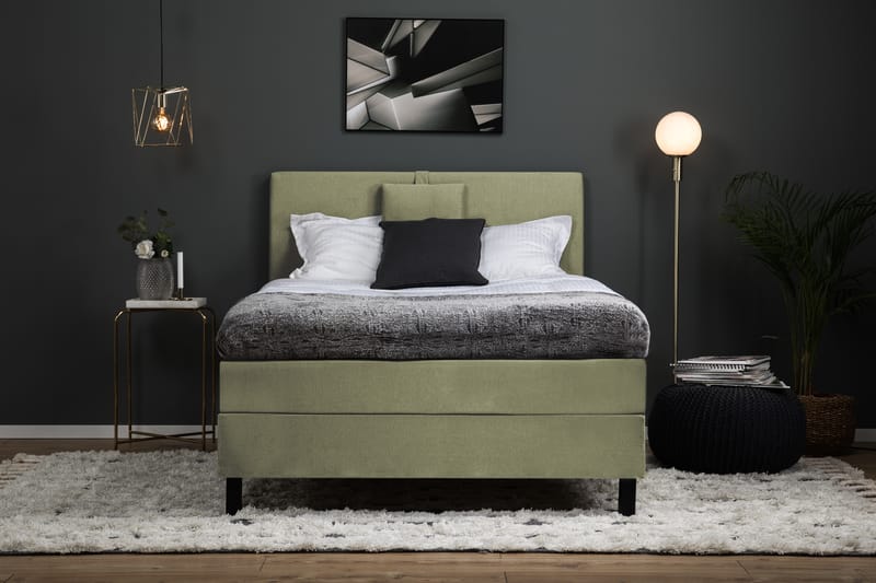 Sänkypaketti Olivia 120x200 Sileä Sängynpääty Vihreä - Memory Niskatyyny Pieni - Huonekalut - Sänky - Jenkkisängyt