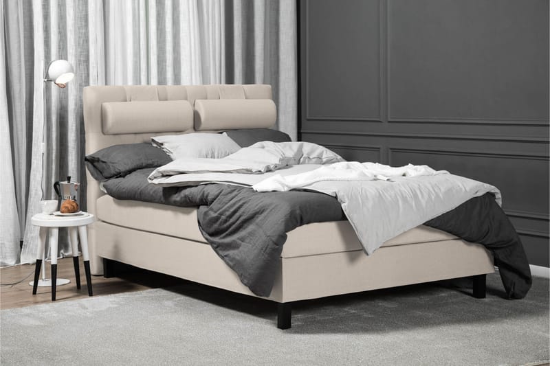Sänkypaketti Olivia 140x200 Diamant Sängynpääty Beige - Lateksi Niskatyyny Pieni - Huonekalut - Sänky - Jenkkisängyt