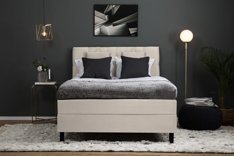 Sänkypaketti Olivia 140x200 Diamant Sängynpääty Beige - Polyeetteri Niskatyyny Pieni - Huonekalut - Sänky - Jenkkisängyt