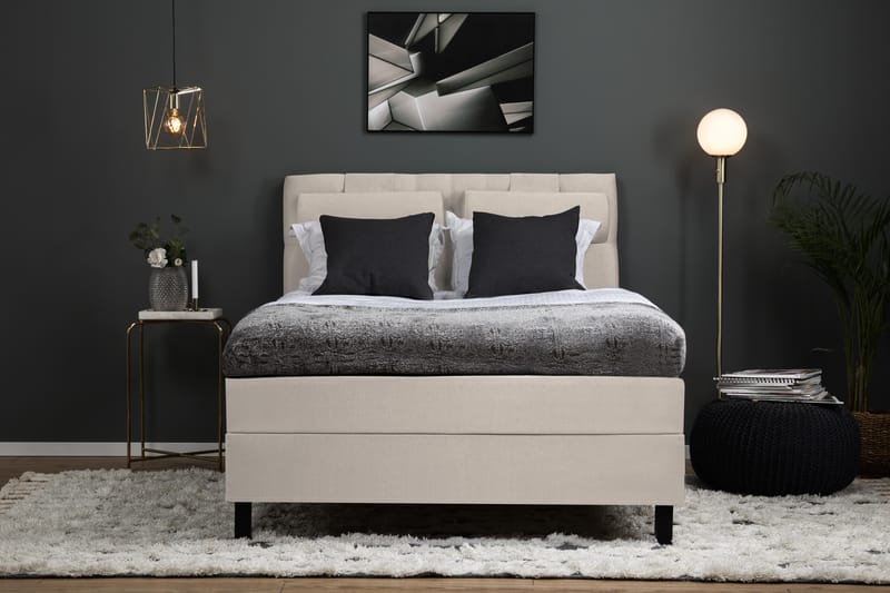 Sänkypaketti Olivia 140x200 Diamant Sängynpääty Beige - Polyeetteri Niskatyyny Suuri - Huonekalut - Sänky - Jenkkisängyt