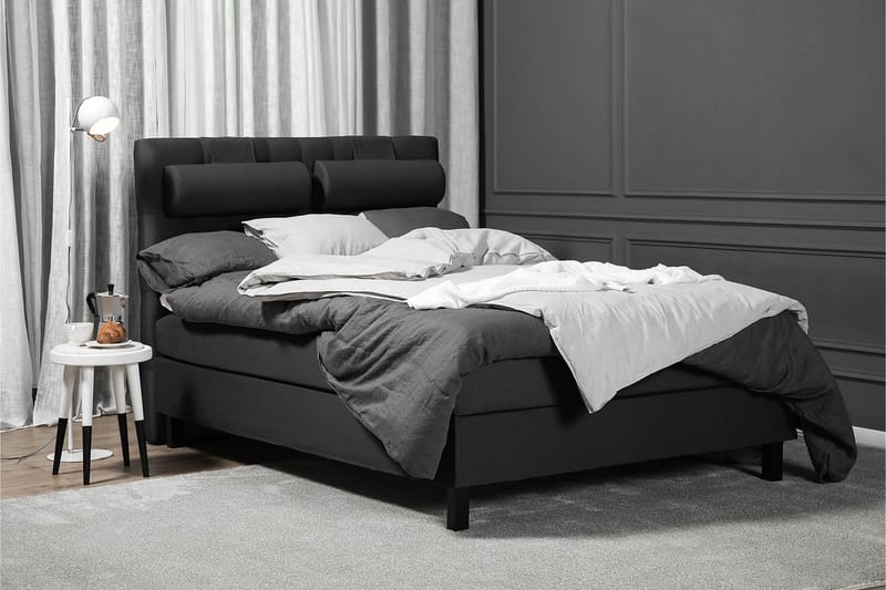 Sänkypaketti Olivia 140x200 Diamant Sängynpääty Musta/Harmaa - Vaahto Niskatyyny Suuri - Huonekalut - Sänky - Jenkkisängyt