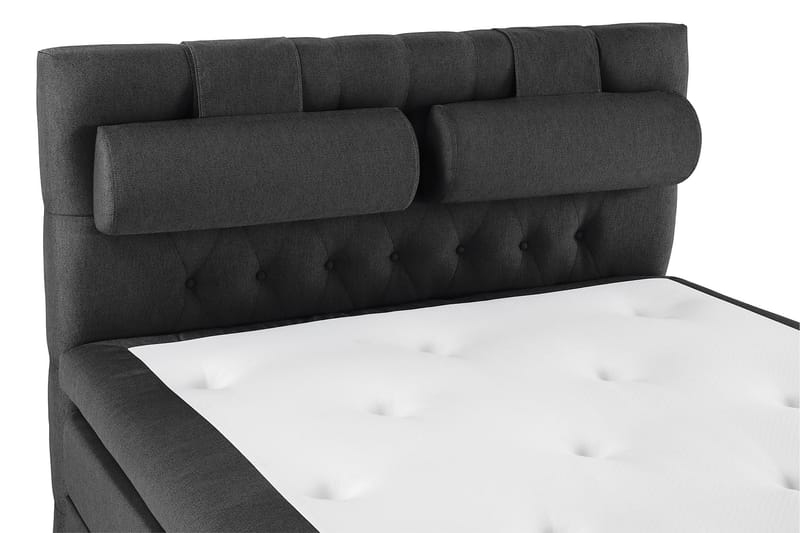 Sänkypaketti Olivia 140x200 Diamant Sängynpääty Musta/Harmaa - Polyeetteri Niskatyyny Suuri - Huonekalut - Sänky - Jenkkisängyt