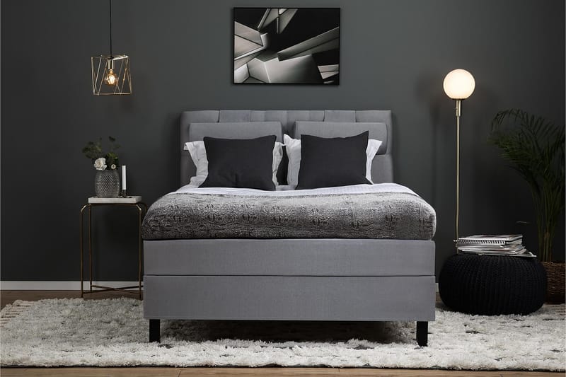 Sänkypaketti Olivia 140x200 Diamant Sängynpääty Vaaleanharm - Vaahto Niskatyyny Suuri - Huonekalut - Sänky - Jenkkisängyt