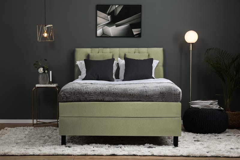 Sänkypaketti Olivia 140x200 Diamant Sängynpääty Vihreä - Polyeetteri Niskatyyny Pieni - Huonekalut - Sänky - Jenkkisängyt