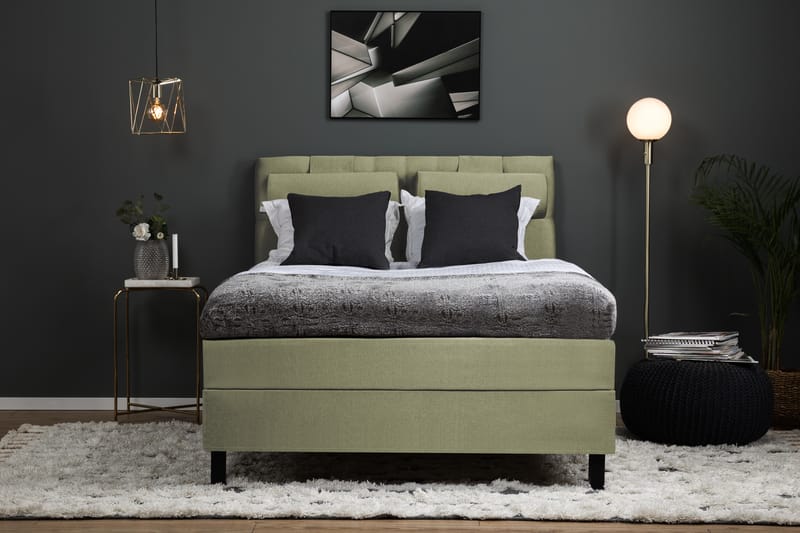 Sänkypaketti Olivia 140x200 Diamant Sängynpääty Vihreä - Polyeetteri Niskatyyny Suuri - Huonekalut - Sänky - Jenkkisängyt