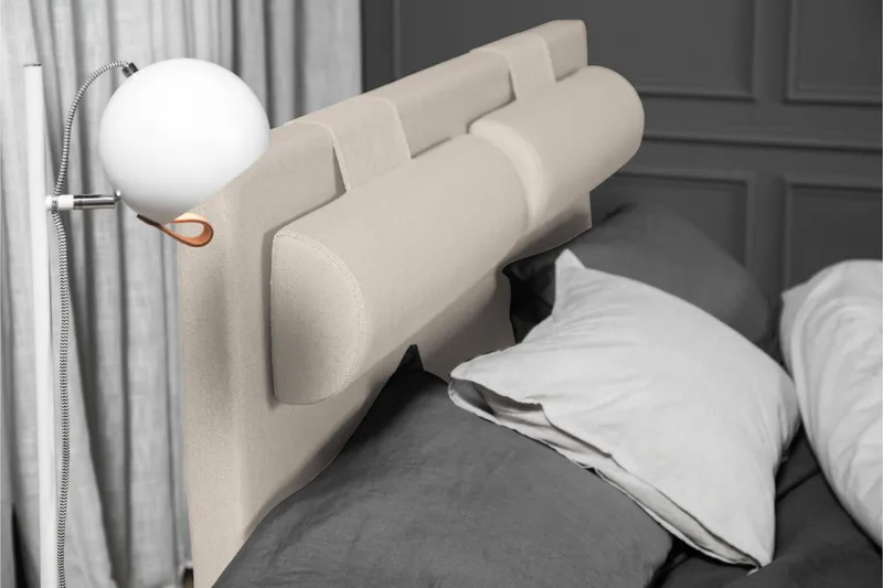 Sänkypaketti Olivia 140x200 Sileä Sängynpääty Beige - Niskatyyny Suuri Beige - Huonekalut - Sänky - Jenkkisängyt