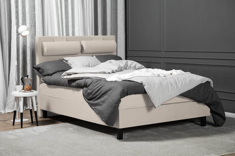 Sänkypaketti Olivia 140x200 Sileä Sängynpääty Beige - Vaahto Niskatyyny Suuri - Huonekalut - Sänky - Jenkkisängyt