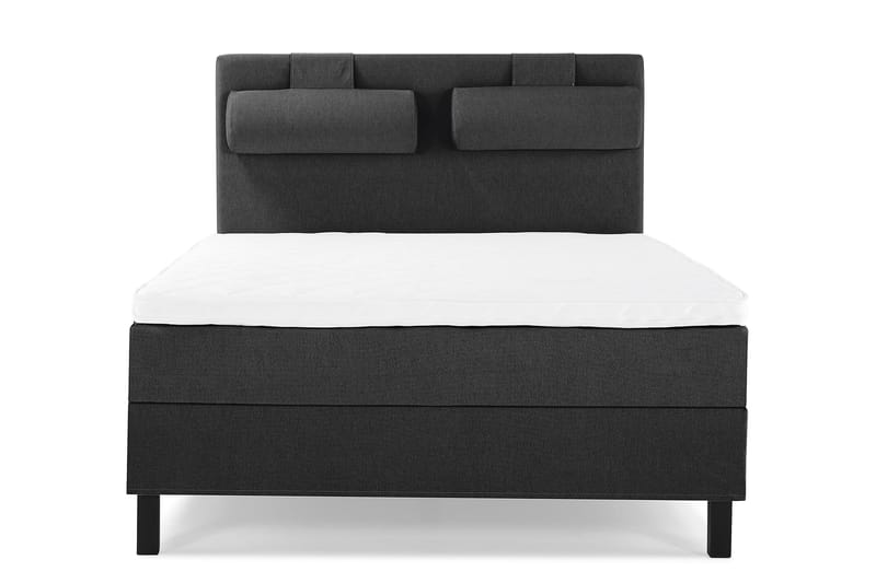 Sänkypaketti Olivia 140x200 Sileä Sängynpääty Musta/Harmaa - Vaahto Niskatyyny Suuri - Huonekalut - Sänky - Jenkkisängyt