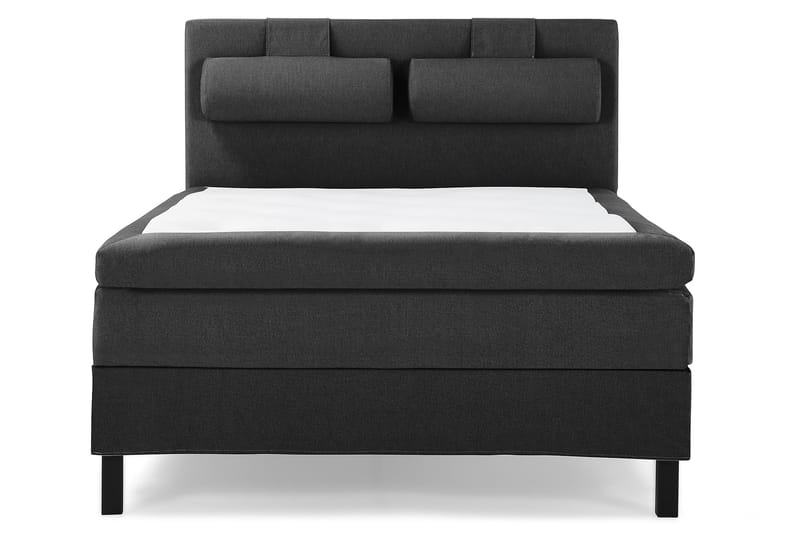 Sänkypaketti Olivia 140x200 Sileä Sängynpääty Musta/Harmaa - Polyeetteri Niskatyyny Suuri - Huonekalut - Sänky - Jenkkisängyt