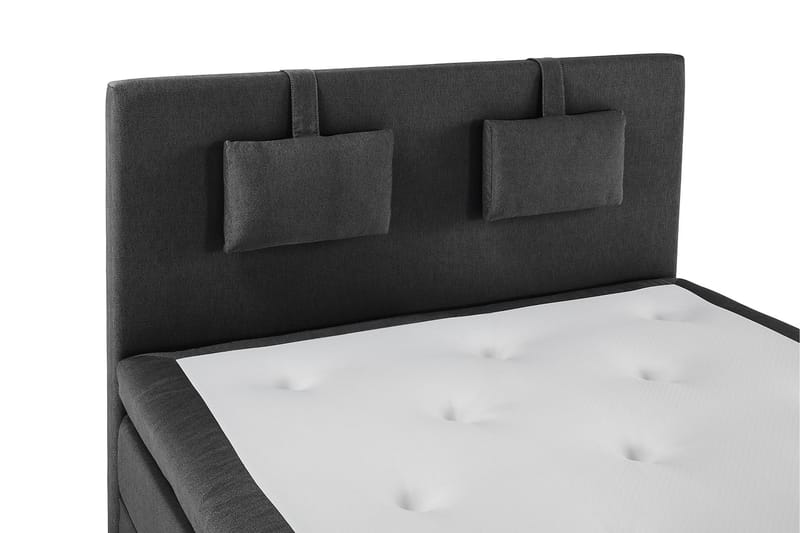 Sänkypaketti Olivia 140x200 Sileä Sängynpääty Musta/Harmaa - Polyeetteri Niskatyyny Pieni - Huonekalut - Sänky - Jenkkisängyt