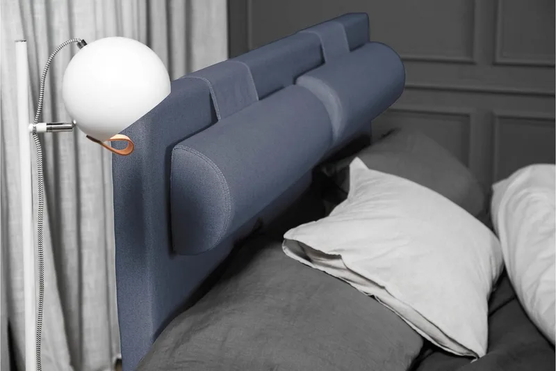 Sänkypaketti Olivia 140x200 Sileä Sängynpääty Tummansininen - Lateksi Niskatyyny Suuri - Huonekalut - Sänky - Jenkkisängyt