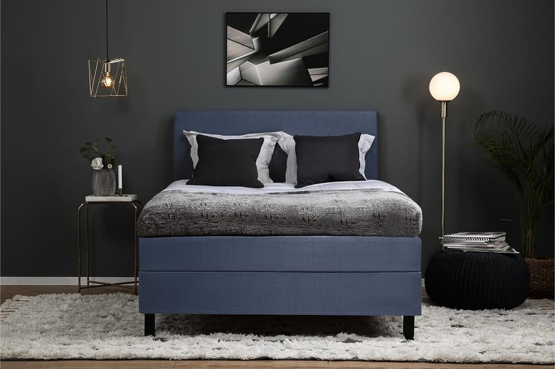 Sänkypaketti Olivia 140x200 Sileä Sängynpääty Tummansininen - Vaahto Niskatyyny Suuri - Huonekalut - Sänky - Jenkkisängyt