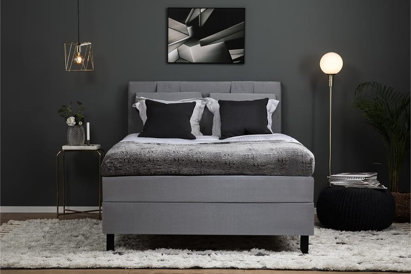 Sänkypaketti Olivia 140x200 Sileä Sängynpääty Vaaleanharmaa - Vaahto Niskatyyny Suuri - Huonekalut - Sänky - Jenkkisängyt