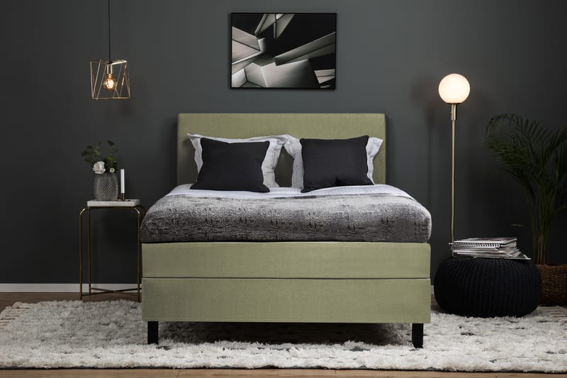 Sänkypaketti Olivia 140x200 Polyeetteri Sileä Sängynpääty - Niskatyyny Suuri Vihreä - Huonekalut - Sänky - Jenkkisängyt