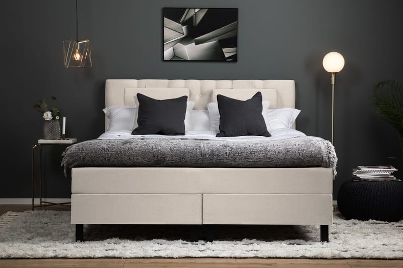 Sänkypaketti Olivia 160x200 Diamant Sängynpääty Beige - Memory Niskatyyny Suuri - Huonekalut - Sänky - Jenkkisängyt
