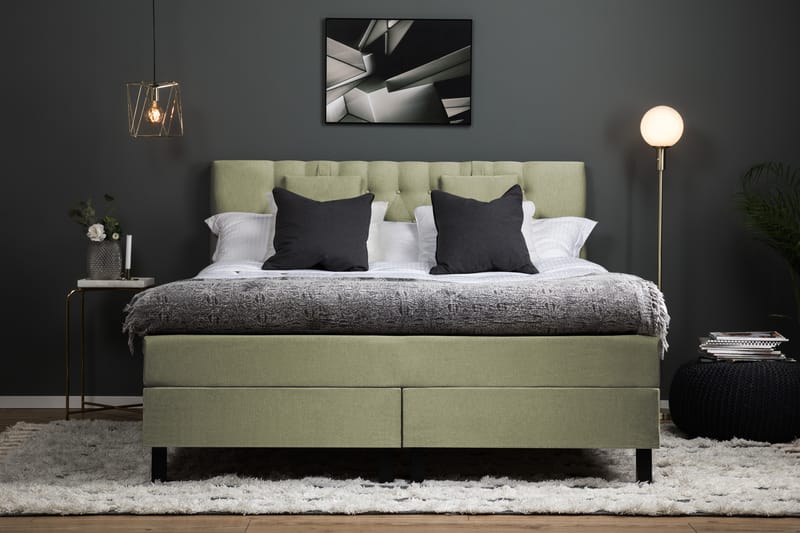 Sänkypaketti Olivia 160x200 Diamant Sängynpääty Vihreä - Polyeetteri Niskatyyny Pieni - Huonekalut - Sänky - Jenkkisängyt