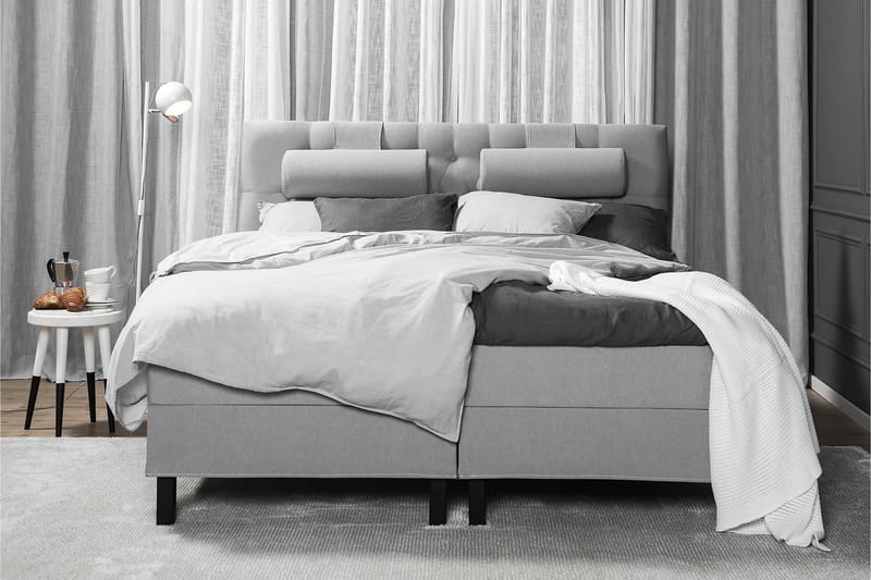 Sänkypaketti Olivia 160x200 Diamant Pääty Vaaleanharmaa - Vaahto Niskatyyny Suuri - Huonekalut - Sänky - Jenkkisängyt