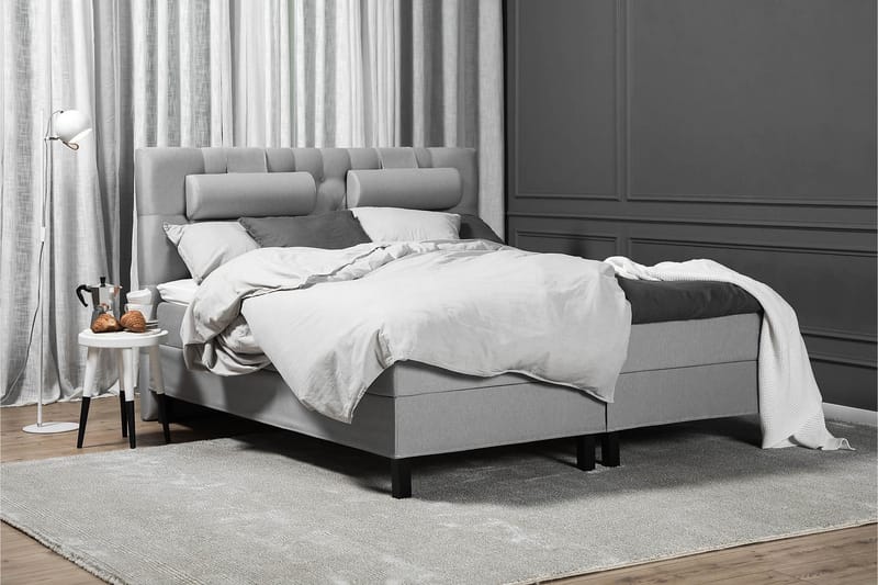 Sänkypaketti Olivia 160x200 Diamant Pääty Vaaleanharmaa - Vaahto Niskatyyny Suuri - Huonekalut - Sänky - Jenkkisängyt