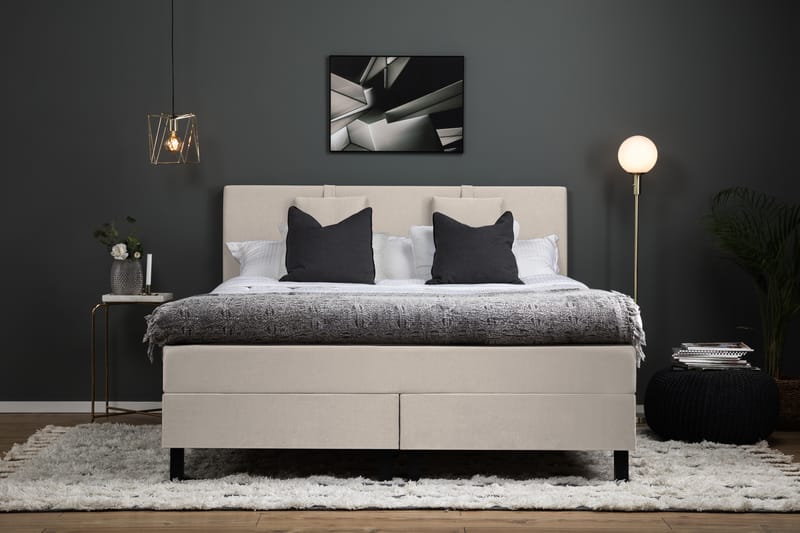 Sänkypaketti Olivia 160x200 Sileä Sängynpääty Beige - Lateksi Niskatyyny Pieni - Huonekalut - Sänky - Jenkkisängyt