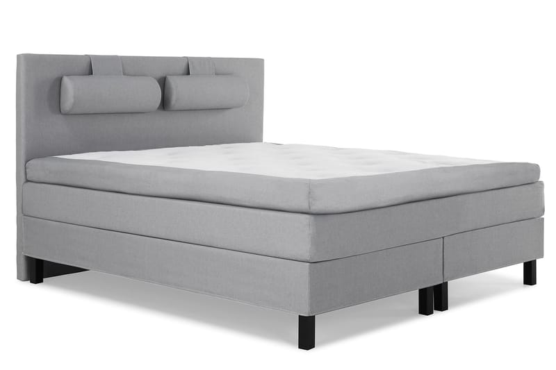 Sänkypaketti Olivia 160x200 Sileä Sängynpääty Vaaleanharmaa - Niskatyyny Suuri Vaaleanharmaa - Huonekalut - Sänky - Jenkkisängyt