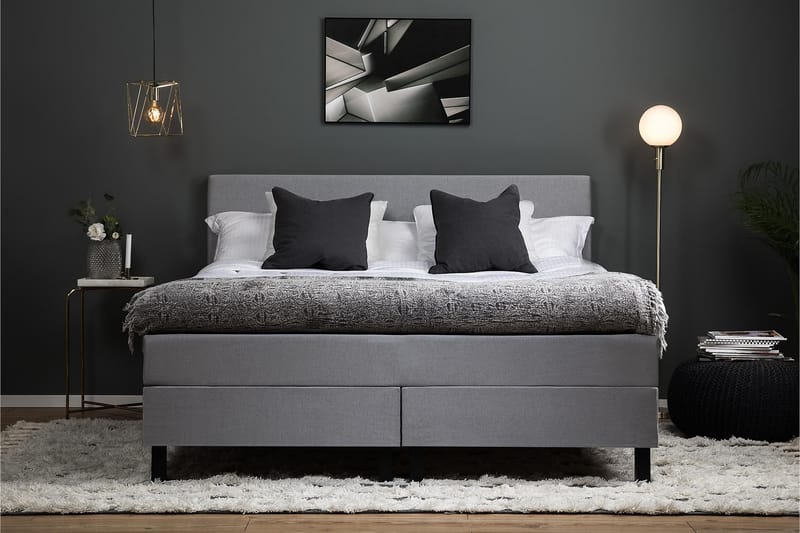 Sänkypaketti Olivia 160x200 Sileä Sängynpääty Vaaleanharmaa - Polyeetteri - Huonekalut - Sänky - Jenkkisängyt