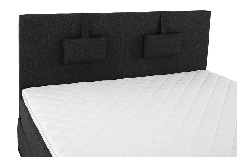 Sänkypaketti Olivia 160x200 Sileä Pääty Musta/Harmaa/PU - Vaahto Niskatyyny Pieni - Huonekalut - Sänky - Jenkkisängyt