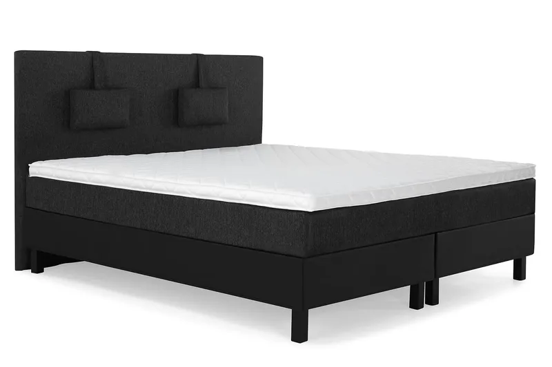 Sänkypaketti Olivia 160x200 Sileä Pääty Musta/Harmaa/PU - Vaahto Niskatyyny Pieni - Huonekalut - Sänky - Jenkkisängyt