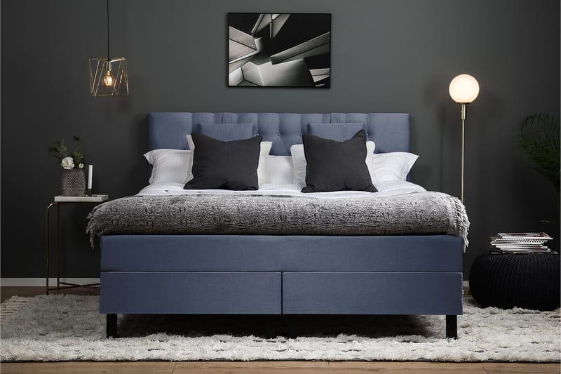 Sänkypaketti Olivia 180x200 Diamant Sängynpääty Tummansinine - Memory Niskatyyny Pieni - Huonekalut - Sänky - Jenkkisängyt