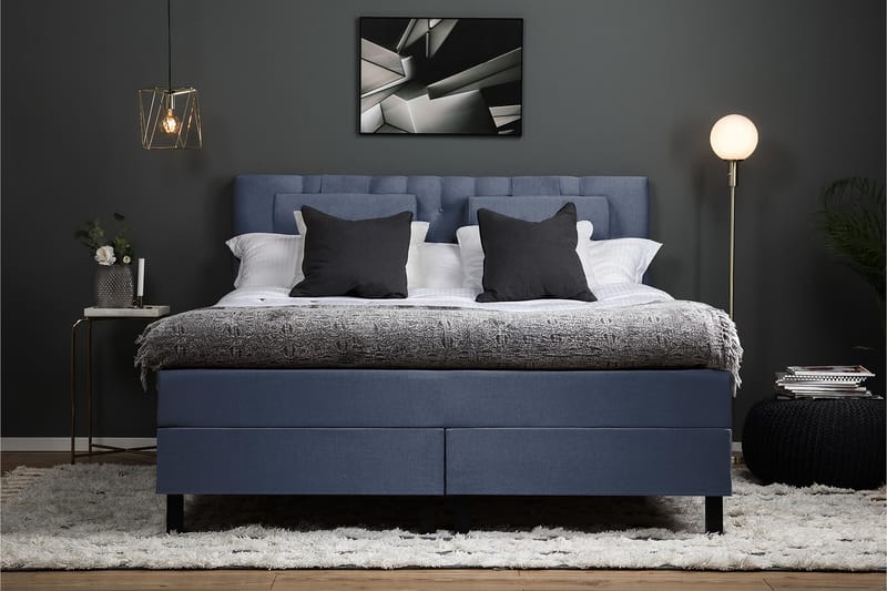 Sänkypaketti Olivia 180x200 Diamant Sängynpääty Tummansinine - Polyeetteri Niskatyyny Suuri - Huonekalut - Sänky - Jenkkisängyt