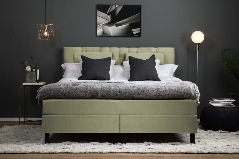 Sänkypaketti Olivia 180x200 Diamant Sängynpääty Vihreä - Polyeetteri Niskatyyny Suuri - Huonekalut - Sänky - Jenkkisängyt