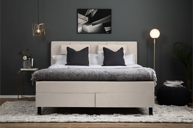 Sänkypaketti Olivia 180x200 Sileä Sängynpääty Beige - Vaahto - Huonekalut - Sänky - Jenkkisängyt