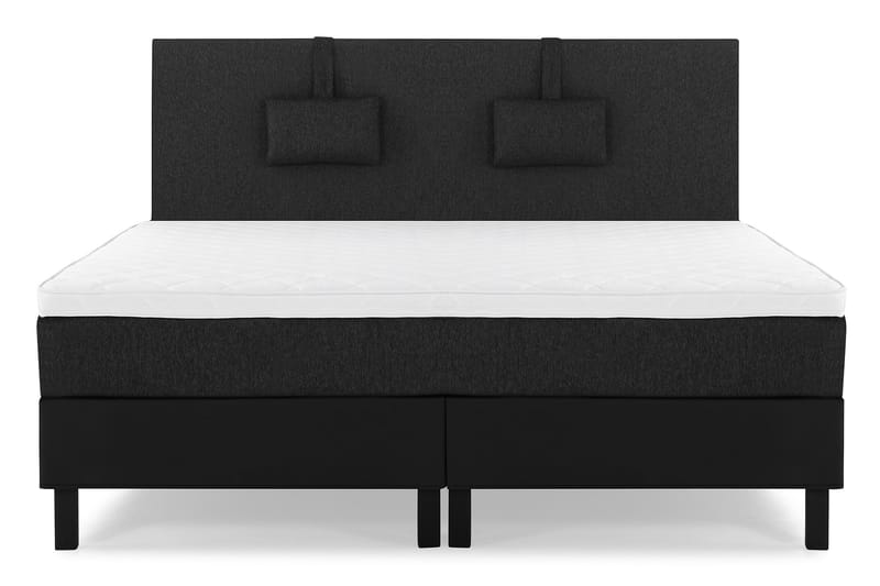 Sänkypaketti Olivia 180x200 Sileä Sängynpääty Musta/Harmaa/PU - Niskatyyny Pieni Musta/Harmaa/PU - Huonekalut - Sänky - Jenkkisängyt